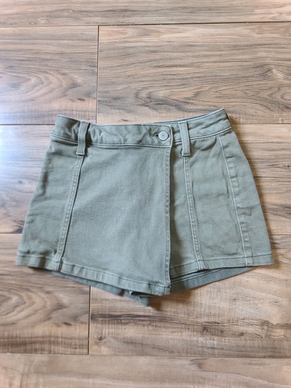 SO Olive Green Denim Utility Skort Size 0 High Rise Mini Skirt Shorts